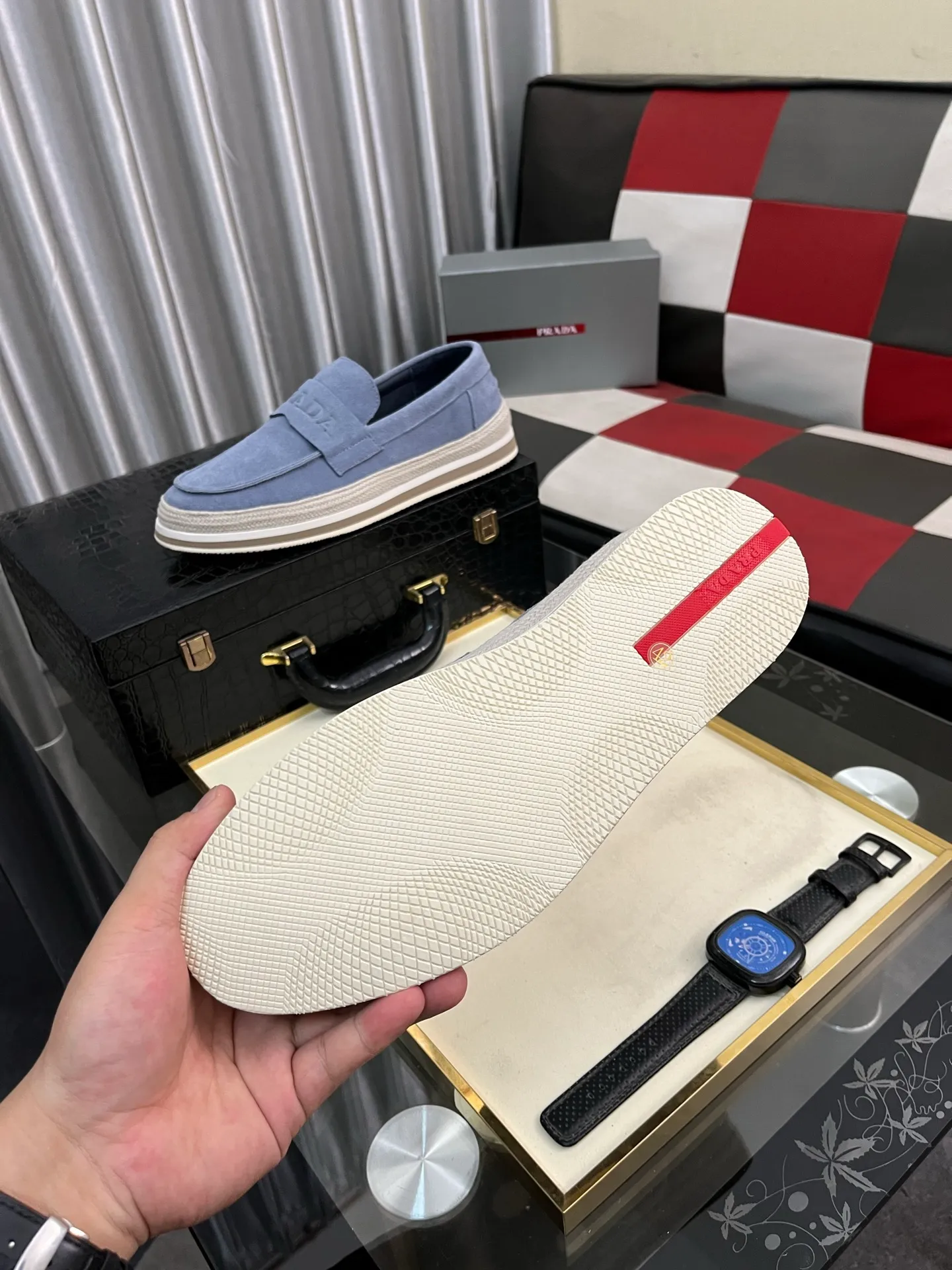 Men's men's shoes 💰458⌚️⌚️prada: new spring and summer casual shoes, sports sneakers, fabric: imported cowhide, lining: original lining, sole: original sole, size: 38-445️⃣color optional